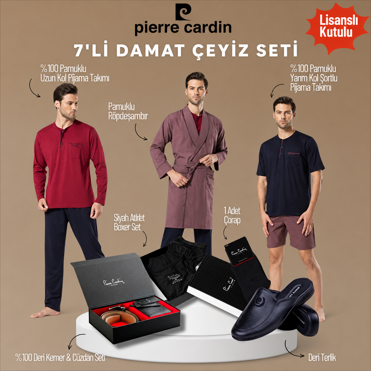 Pierre Cardin Kutulu Siyah 7'li Damat Çeyiz Seti - 2