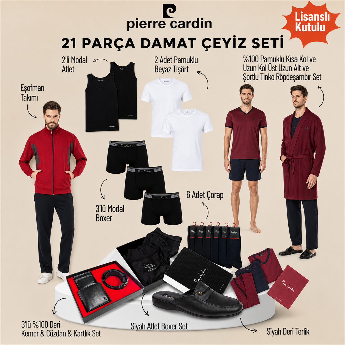 Pierre Cardin 21'li Damat Çeyiz Seti - 3