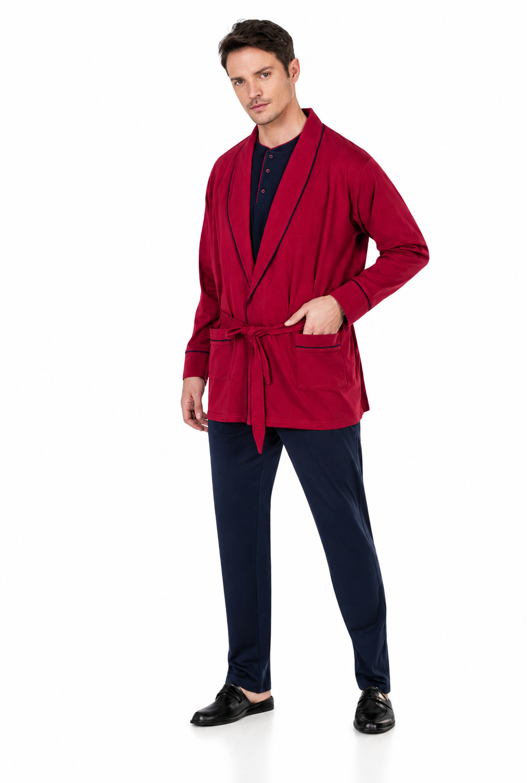 Pierre Cardin 3'lü Ropdöşambır Takımı | Pijama + Rob | %100 Pamuk - 6