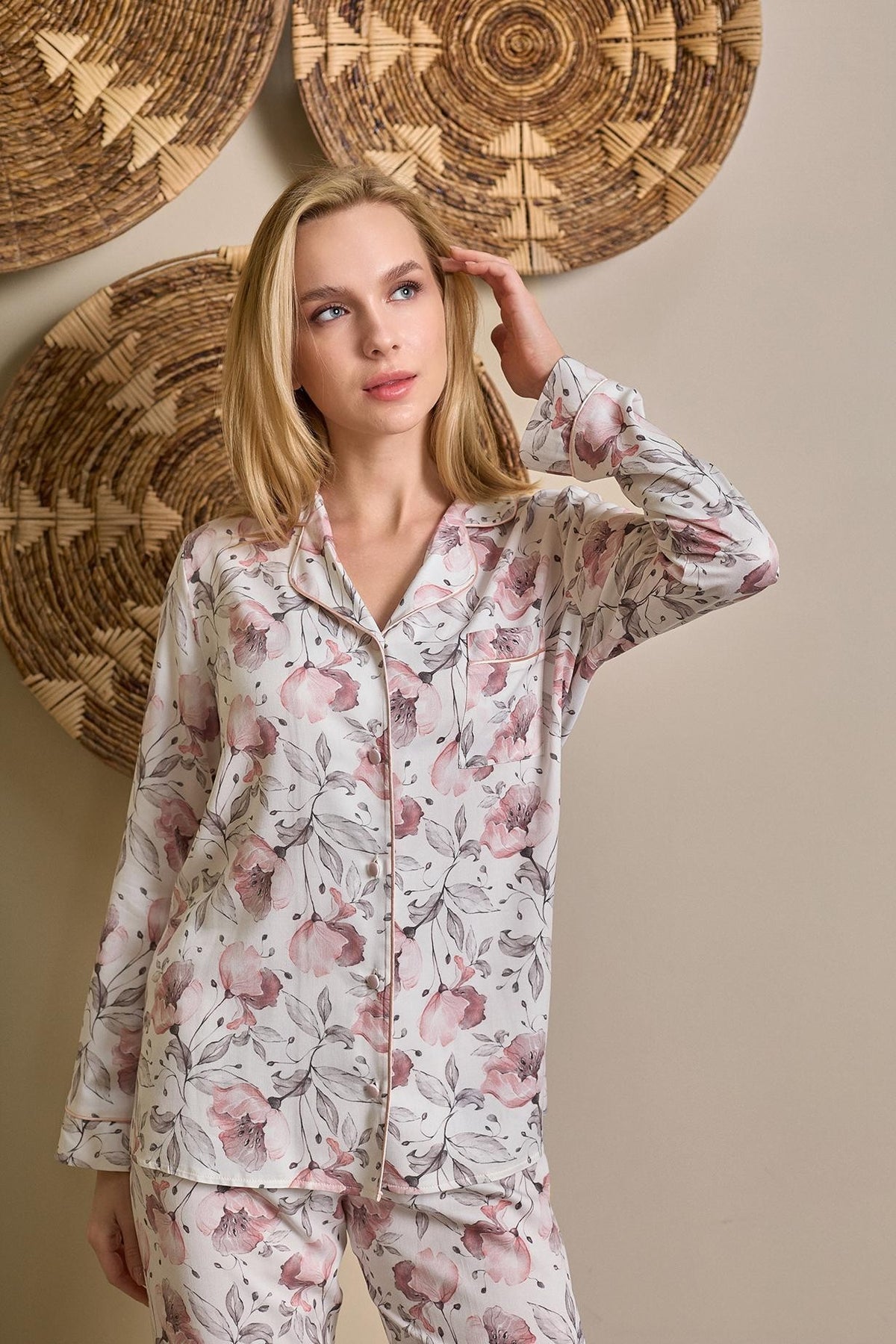 OYSOFT Daria Floral Desenli Kadın Pijama Takımı - 2