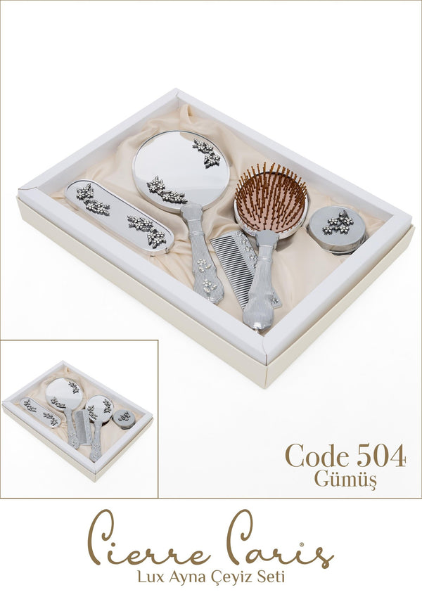 Marpiella Pierre Paris Lux Ayna Çeyiz Seti | Kurdele Motifli 5'li Set