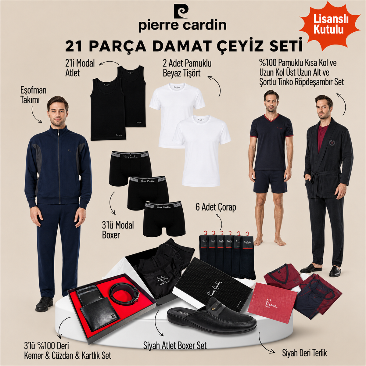 Pierre Cardin 21'li Damat Çeyiz Seti - 2