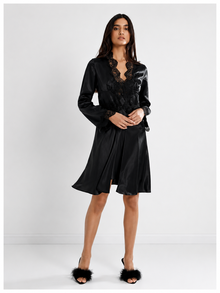Pierre Cardin Saten 6'lı Gelin Çeyiz Seti | Gecelik + Pijama + Kombi | LUX Kutu