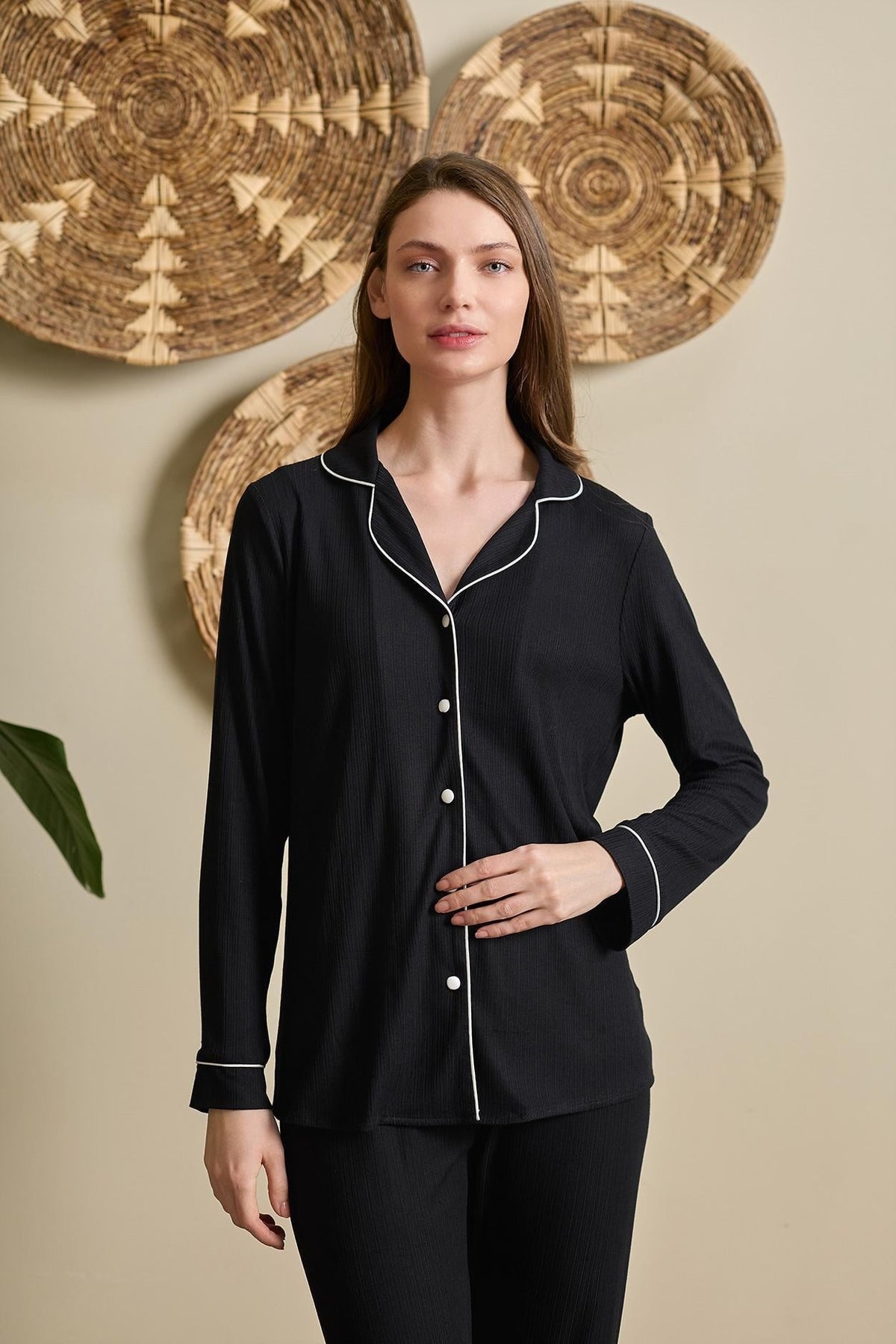 OYSOFT Biyeli Düğmeli Pijama Takımı - 6