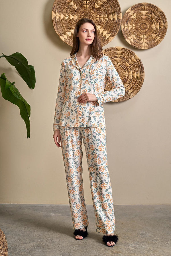 OYSOFT Daria Botanik Desenli Kadın Pijama Takımı