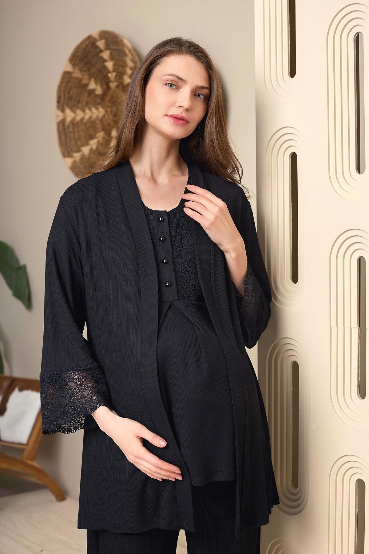 OYSOFT Lohusa 3'lü Kadın Pijama Takımı - 9
