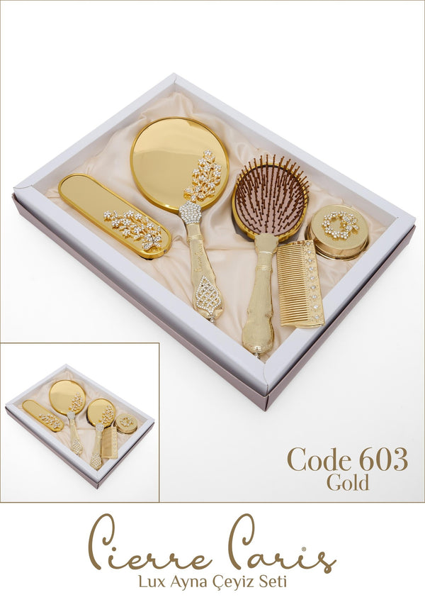 Marpiella Pierre Paris Lux Ayna Çeyiz Seti | Kelebek Motifli 5'li Set