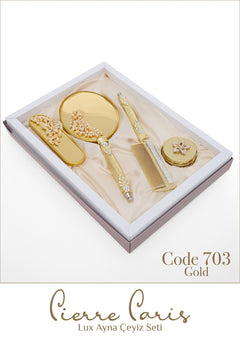 Marpiella Pierre Paris Lux Ayna Çeyiz Seti | Çiçek Motifli 4' lü Set
