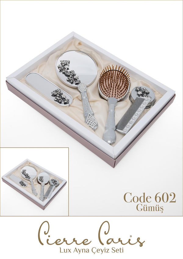 Marpiella Pierre Paris Lux Ayna Çeyiz Seti | Çiçek Motifli 5'li Set